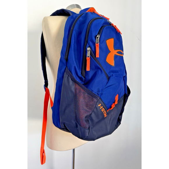 UNDER ARMOUR Storm 1 Backpack Blue Orange Padded Laptop GUC - Picture 2 of 10